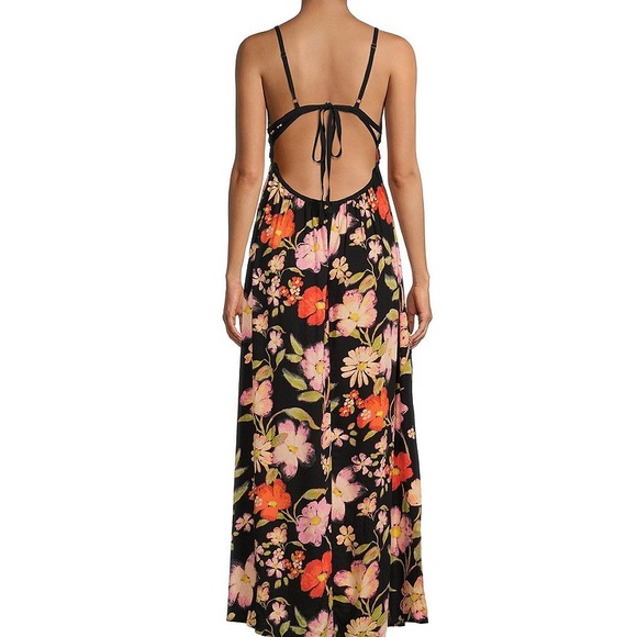 NEW FREE People Wisteria Floral Print VNeck Cut-Out Sleeveless Open TieBack Maxi - Picture 5 of 11